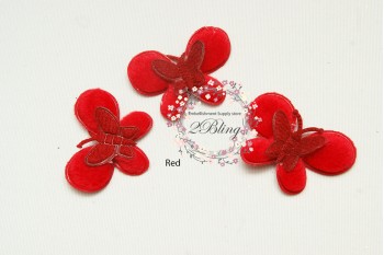 Red Butterfly Padded Applique (4.2 x 3.1 cm), Pack of 5